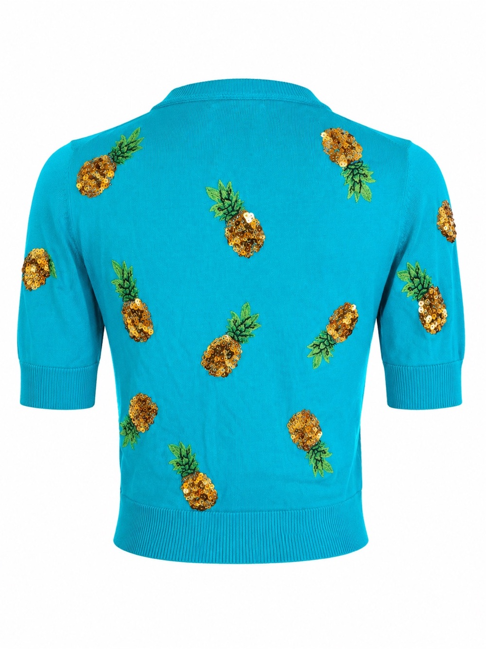 Alice + Olivia Turquoise Pineapple Sequin Cardigan Size S - Picture 2 of 6